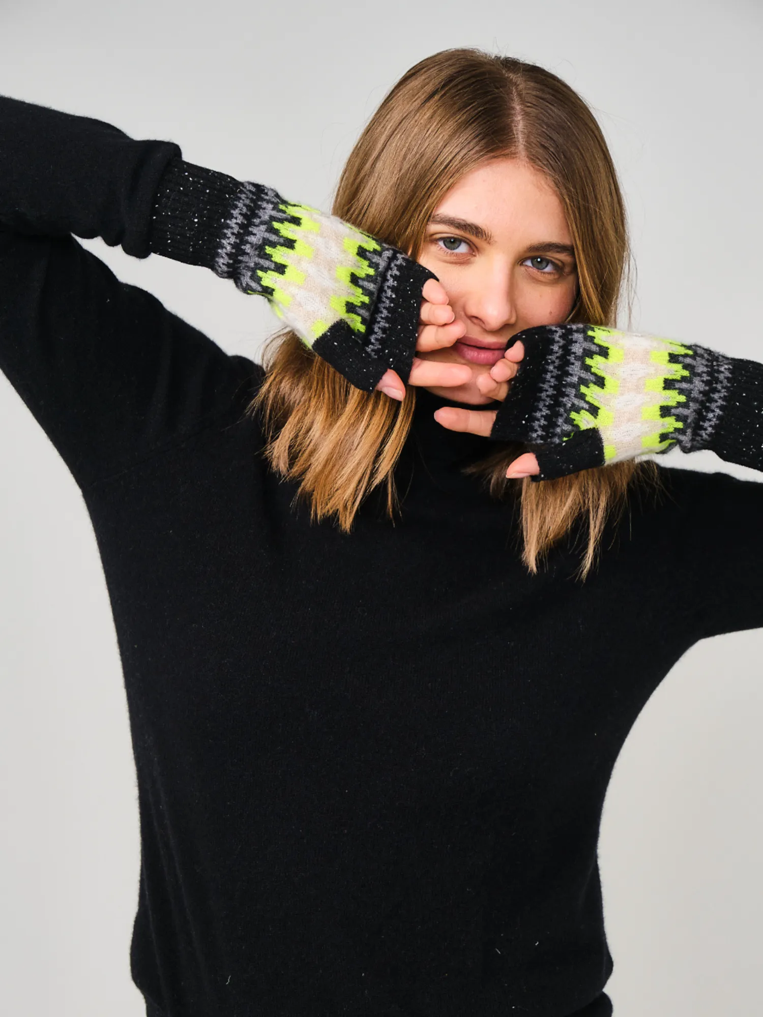 Electric Fairisle Cashmere Wrist Warmers