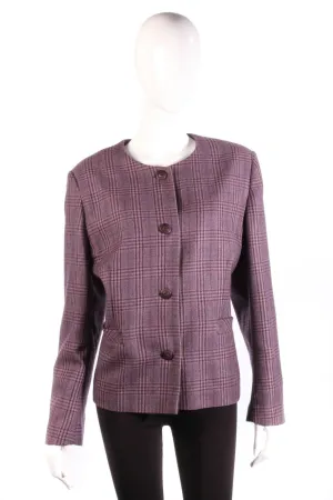 Equorian Heritage Jacket Pure Wool Purple Heather Tones Check Size 22