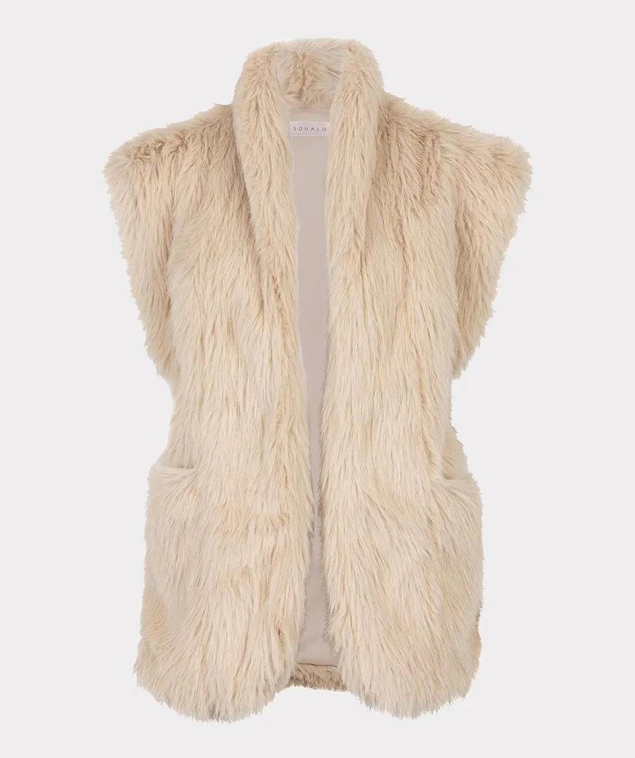 Esqualo Get Hairy Champagne Sleeveless Faux Fur