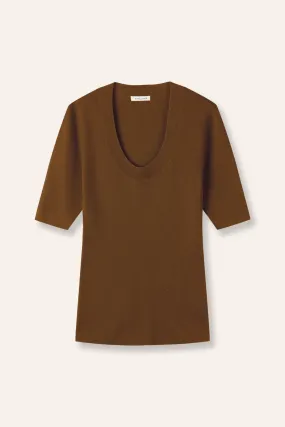 EVA crew mid-sleeve pullover (Brown)