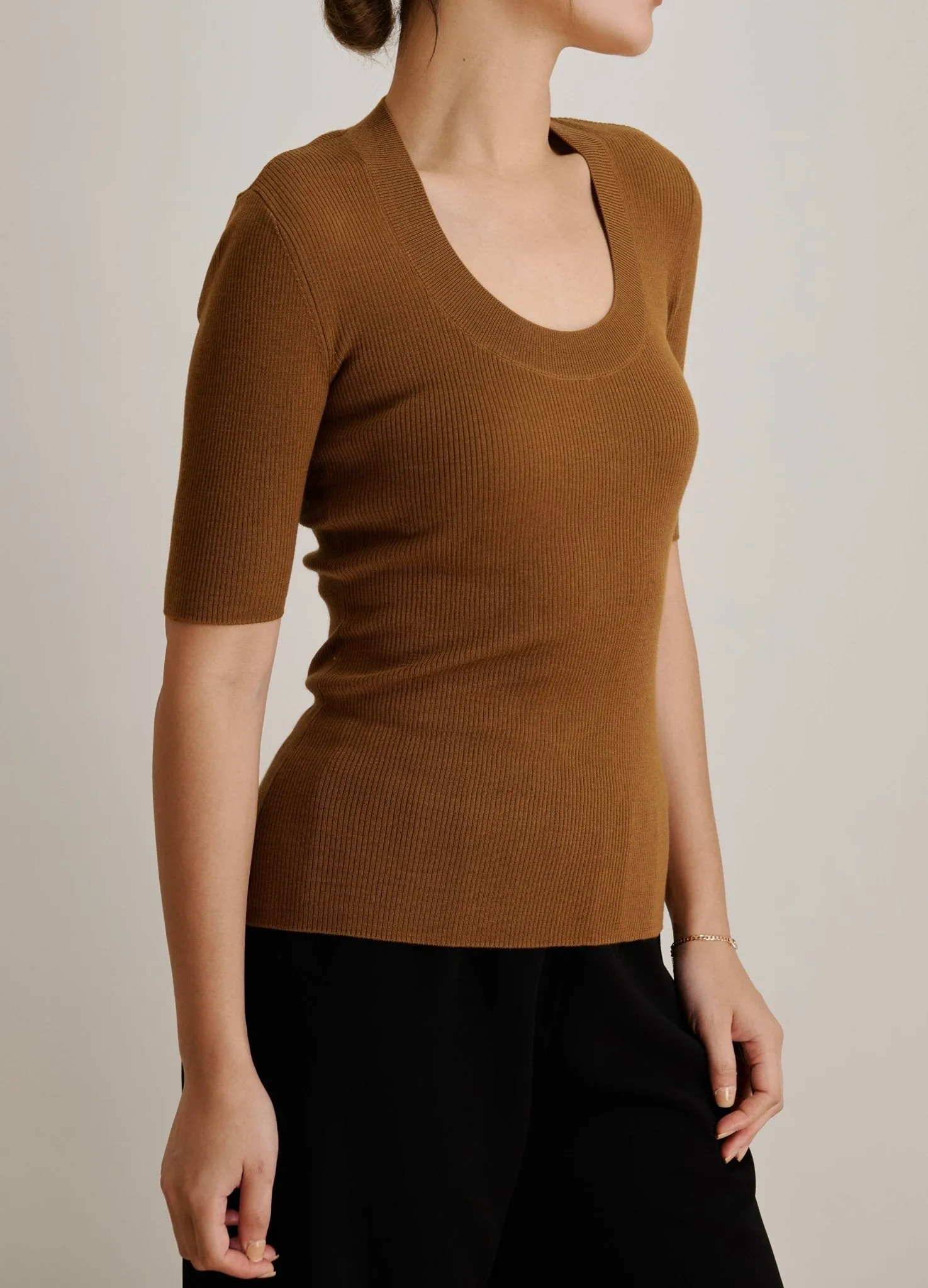 EVA crew mid-sleeve pullover (Brown)