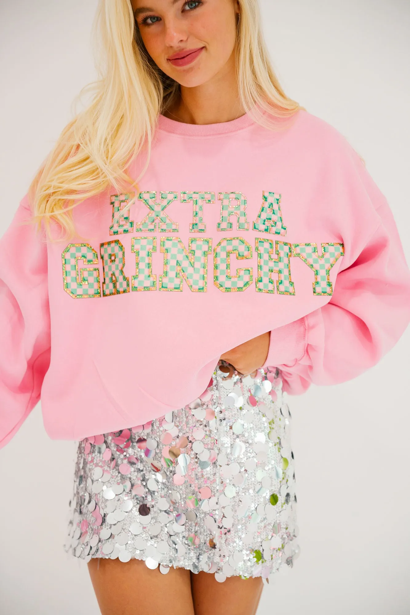 EXTRA GRINCHY PINK PULLOVER