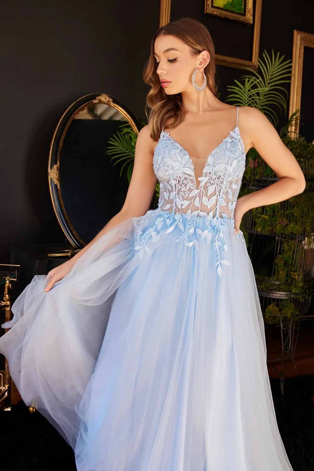 First Kiss Layered Tulle A-line Prom Gown 7402214TRR-Blue LaDivine CD2214