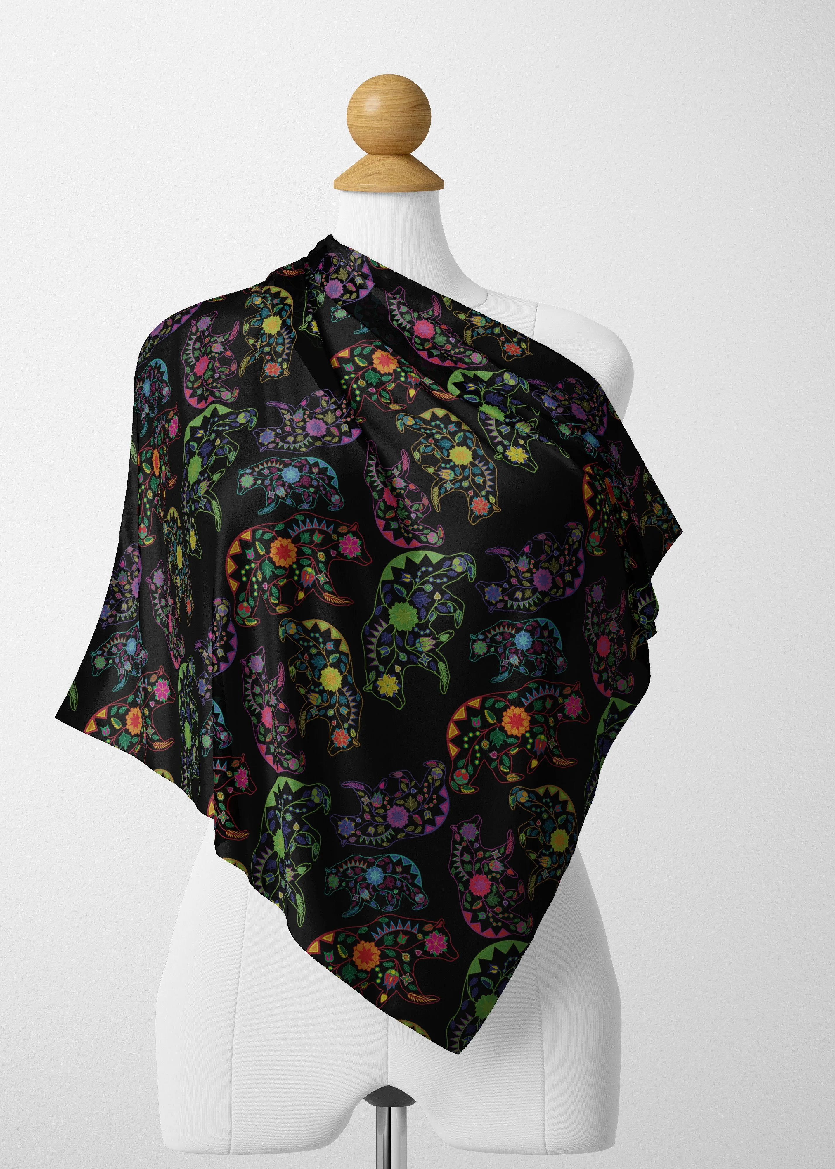 Floral Bear Satin Shawl