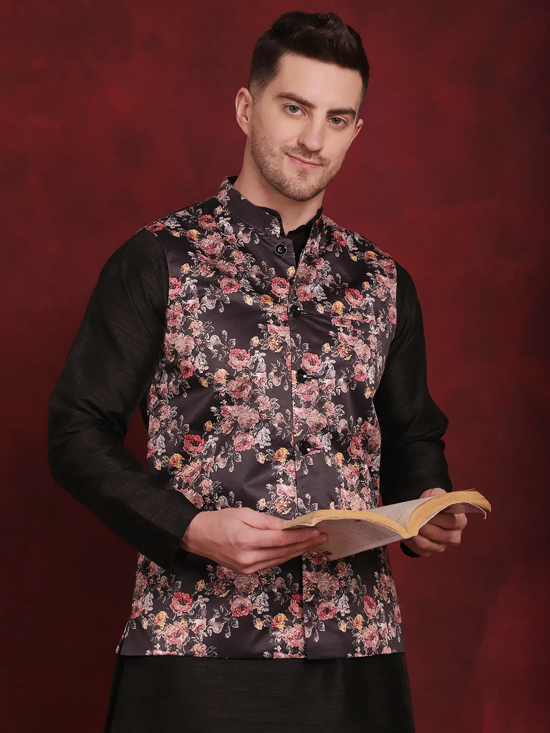 Floral Printed Nehru Jacket