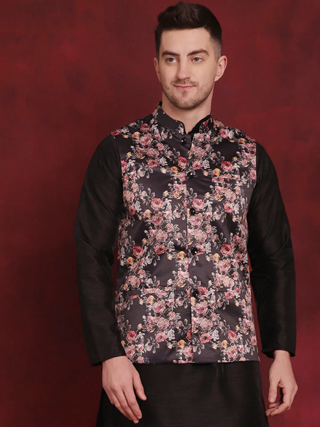 Floral Printed Nehru Jacket