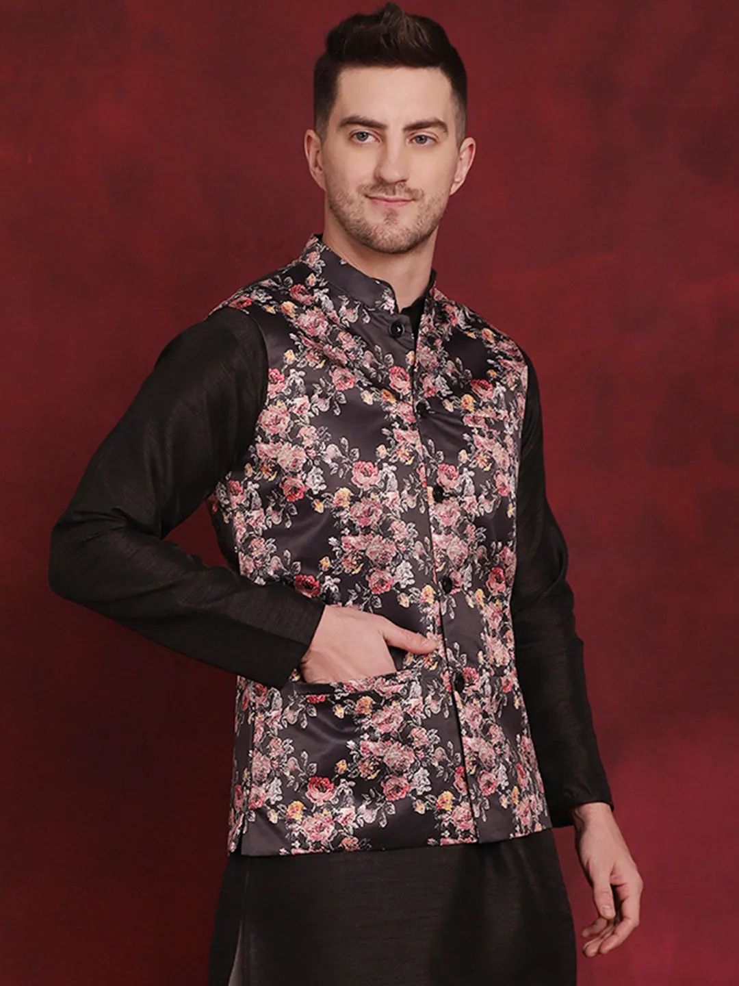 Floral Printed Nehru Jacket