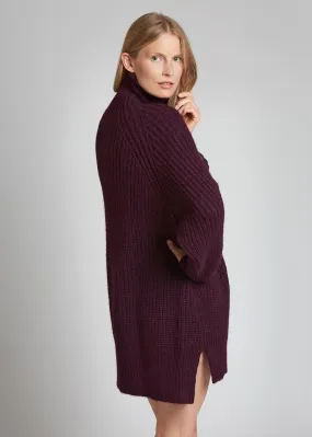 Funnel Neck Dress, Dark Sepia