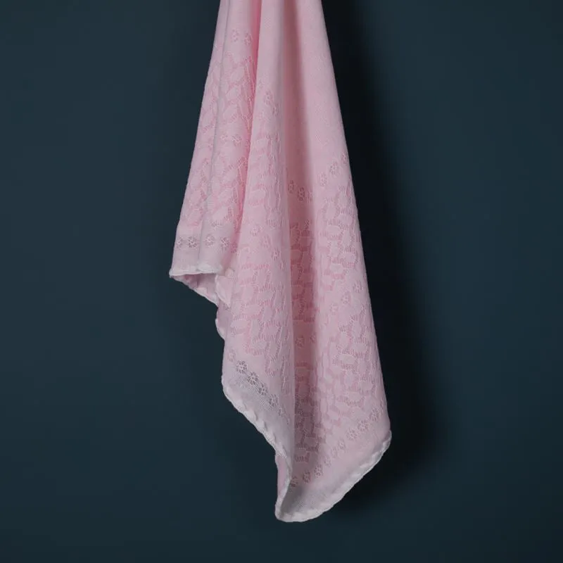 G.H.Hurt & Son Leaves and Flowers Baby Shawl - Pink