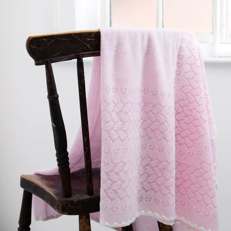 G.H.Hurt & Son Leaves and Flowers Baby Shawl - Pink