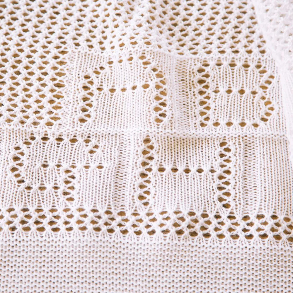 G.H.Hurt & Son Teddy Alphabet Baby Shawl - White