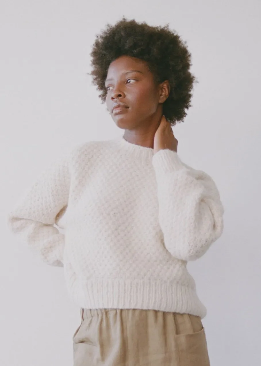 Gia Hand Knit Sweater, Alpaca Cotton, Cream