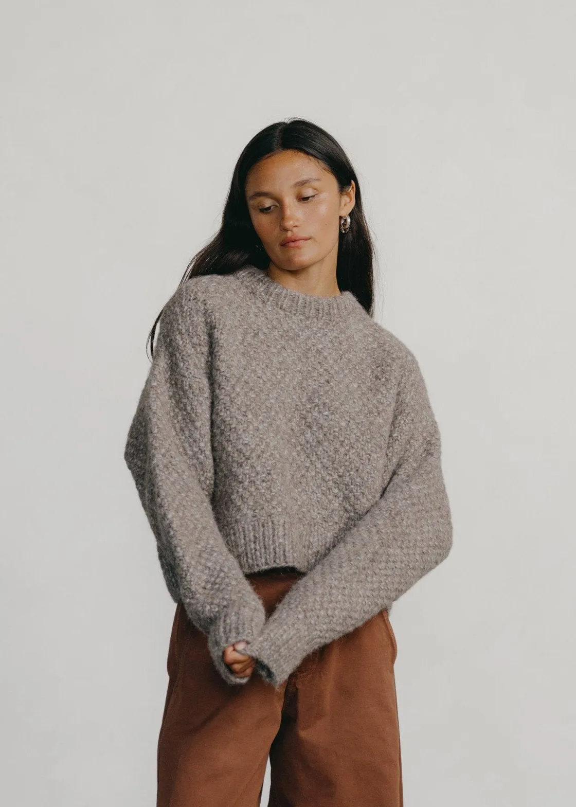 Gia Hand Knit Sweater, Alpaca Cotton, Shrub