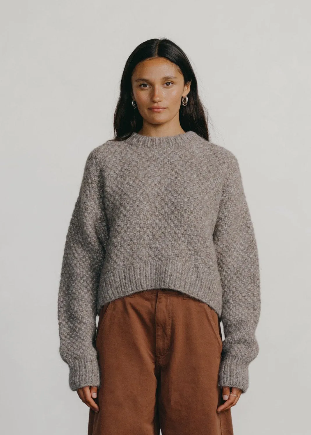 Gia Hand Knit Sweater, Alpaca Cotton, Shrub