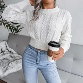 Glow Chic's Knitted Cropped Sweater With Twist Waist