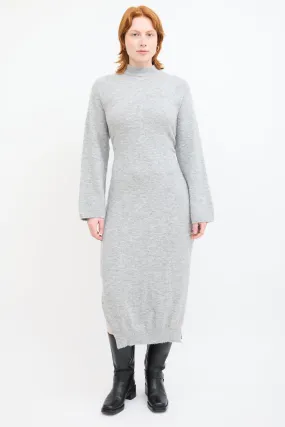 Grey Wool Knit Maxi Sweater Dress