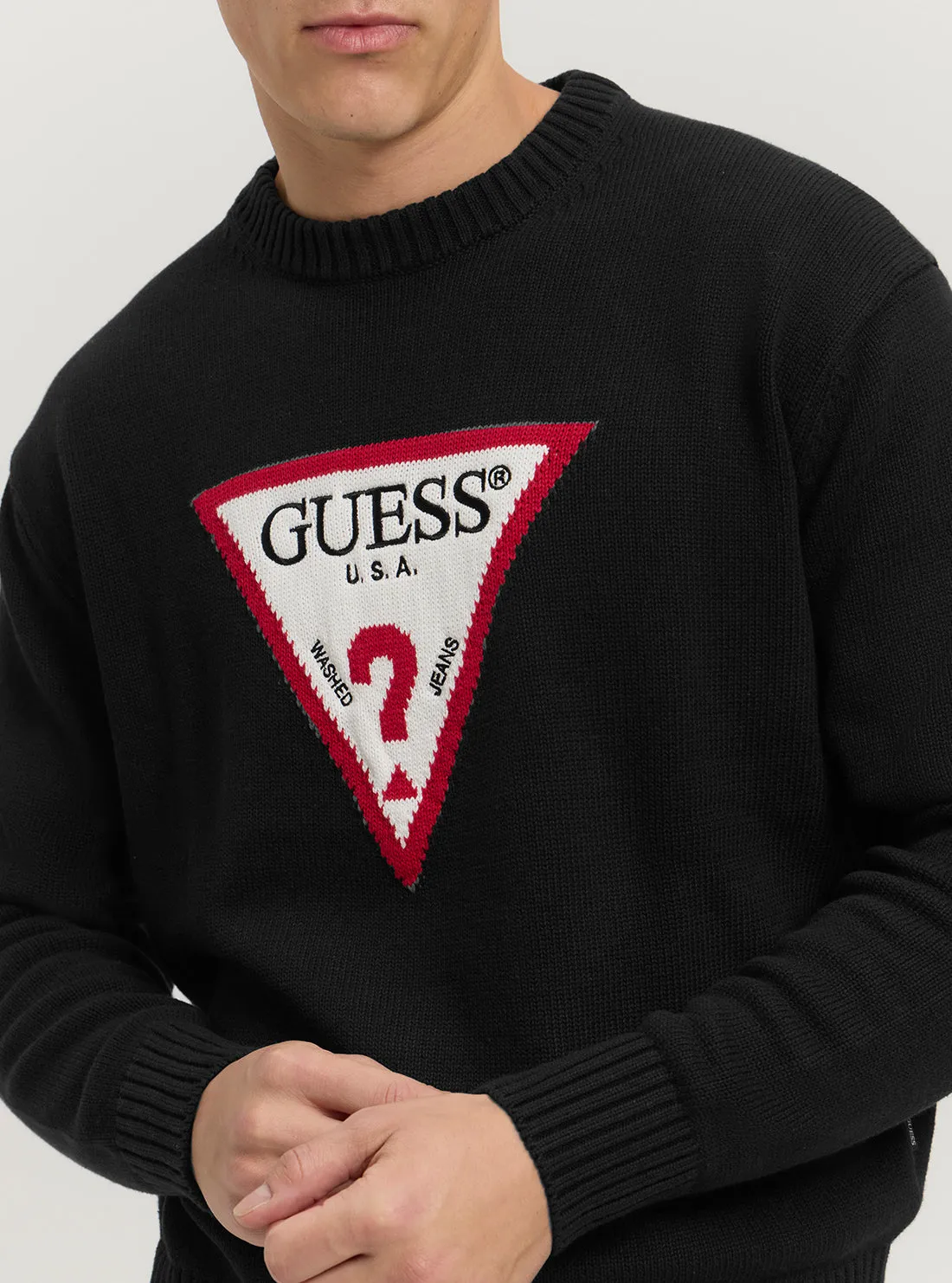 Guess Jeans Black Triangle Knit Sweater