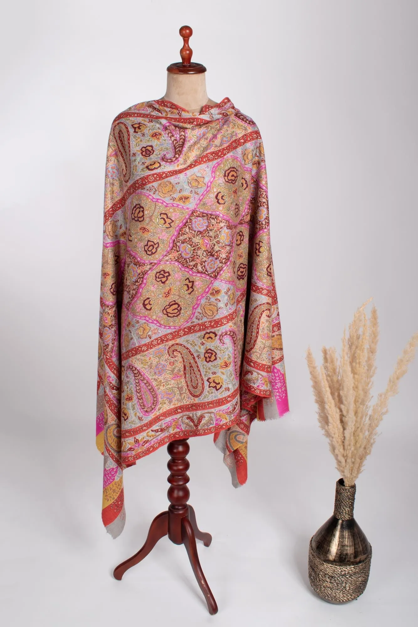 Hand Embroidered Kalamkari Shawl - RANCHI