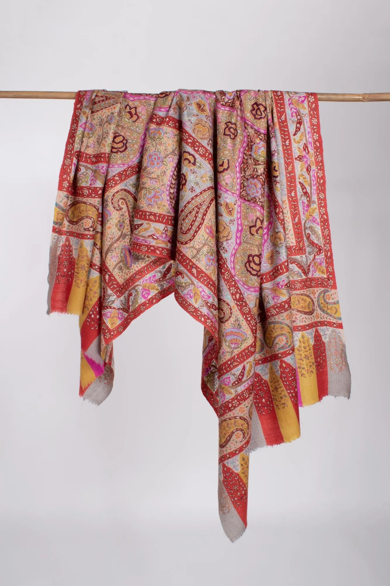 Hand Embroidered Kalamkari Shawl - RANCHI