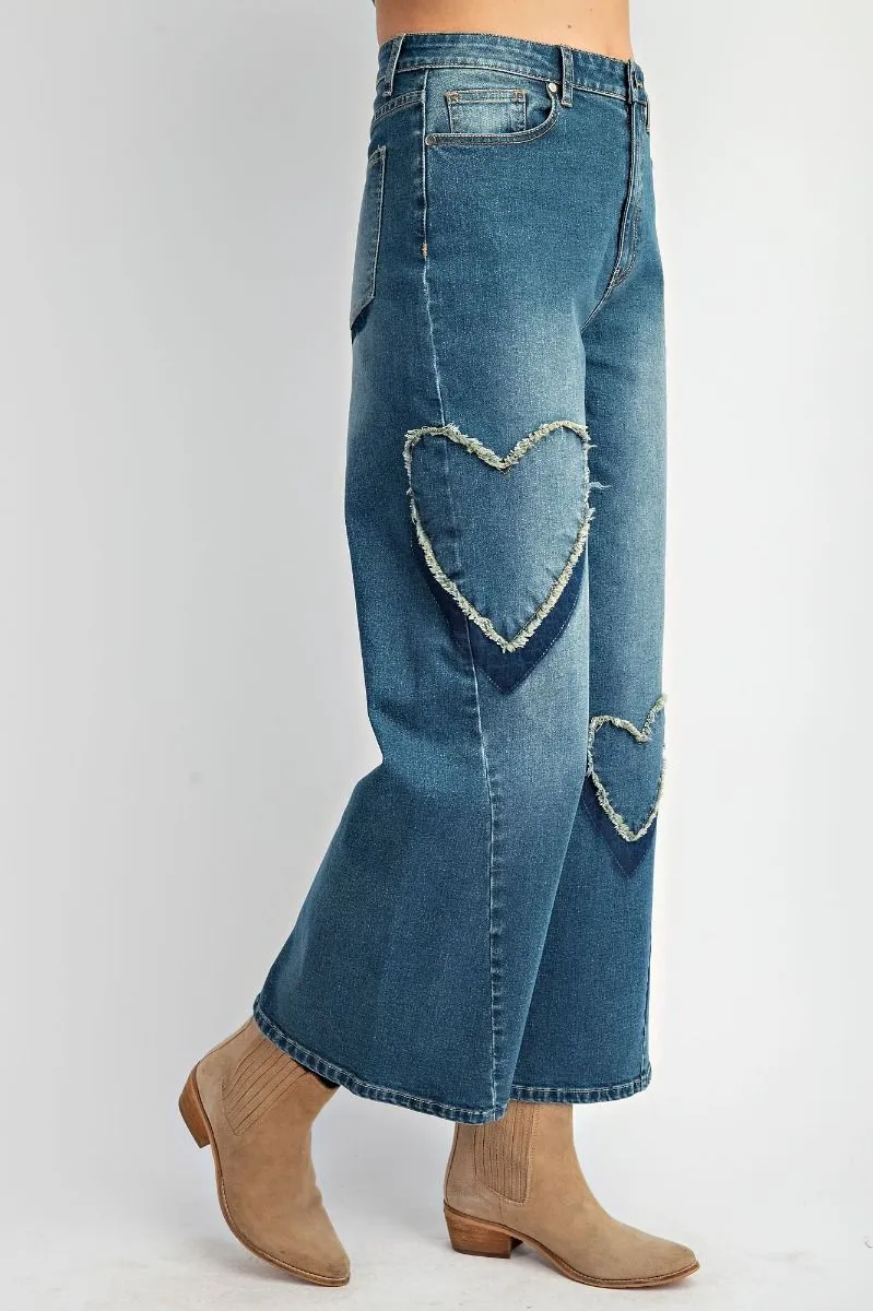 Heart Patch Denim Pants