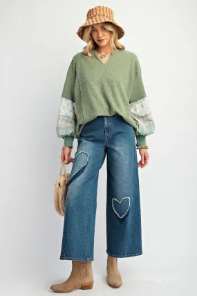 Heart Patch Denim Pants