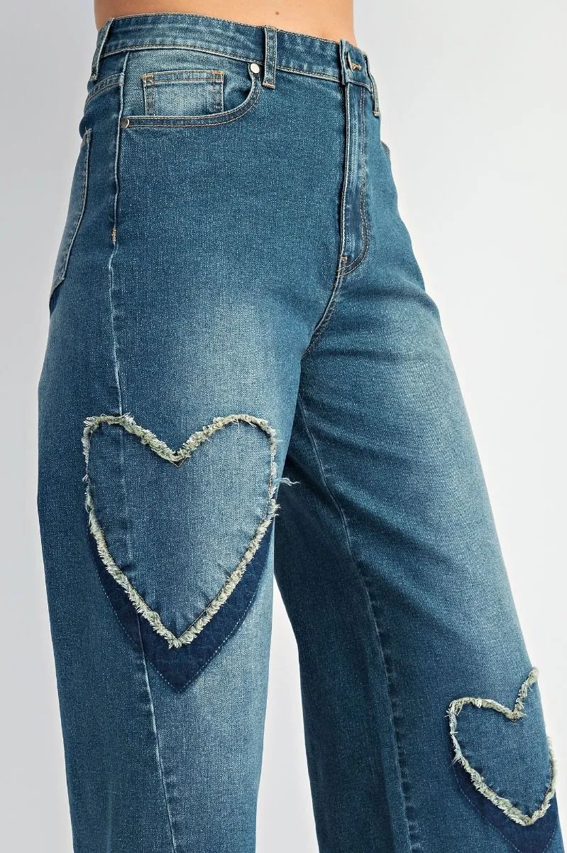 Heart Patch Denim Pants