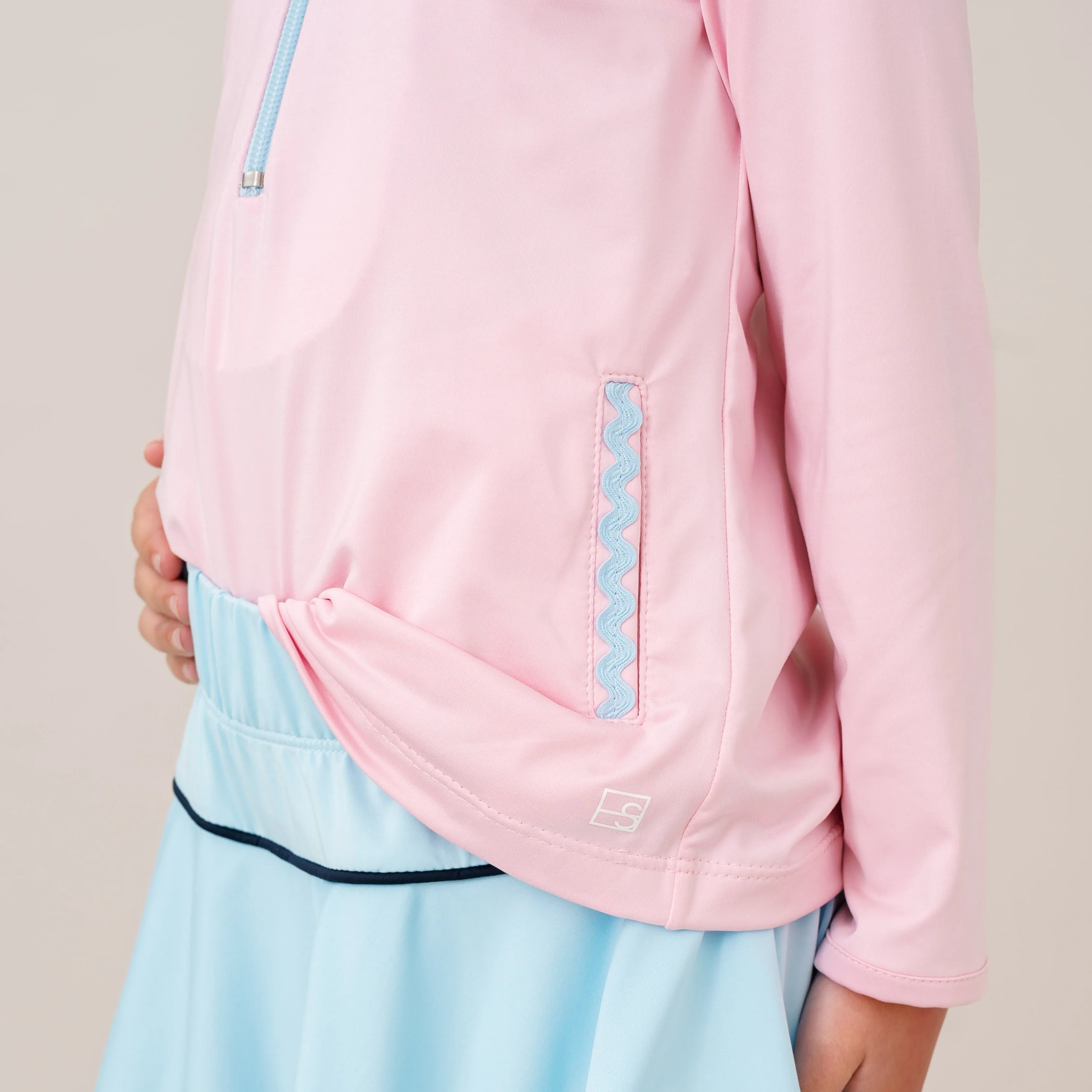 Heather Half Zip- Cotton Candy Pink & Blue