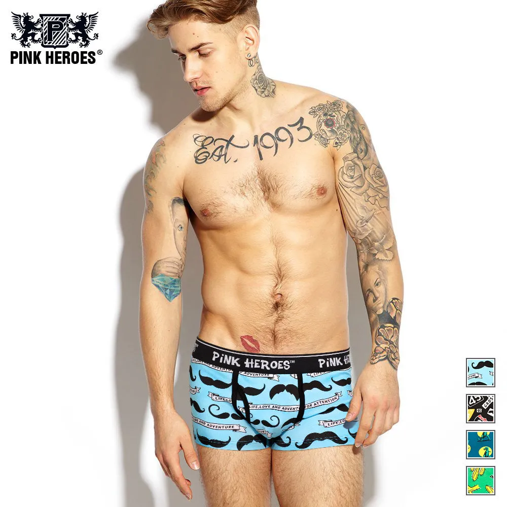 Hero Pink Underwear Men Boxer  Cartoon Figure Printing Cotton Men Underwear High Quality Brand Men Underwear Shorts Wholesale