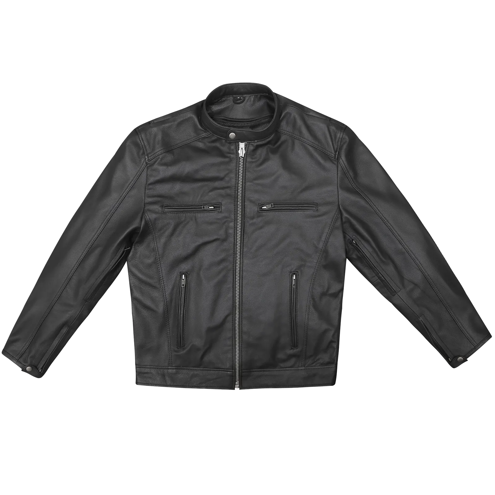 HMM543 High Mileage Plain Premium Men's Black Leather Jacket