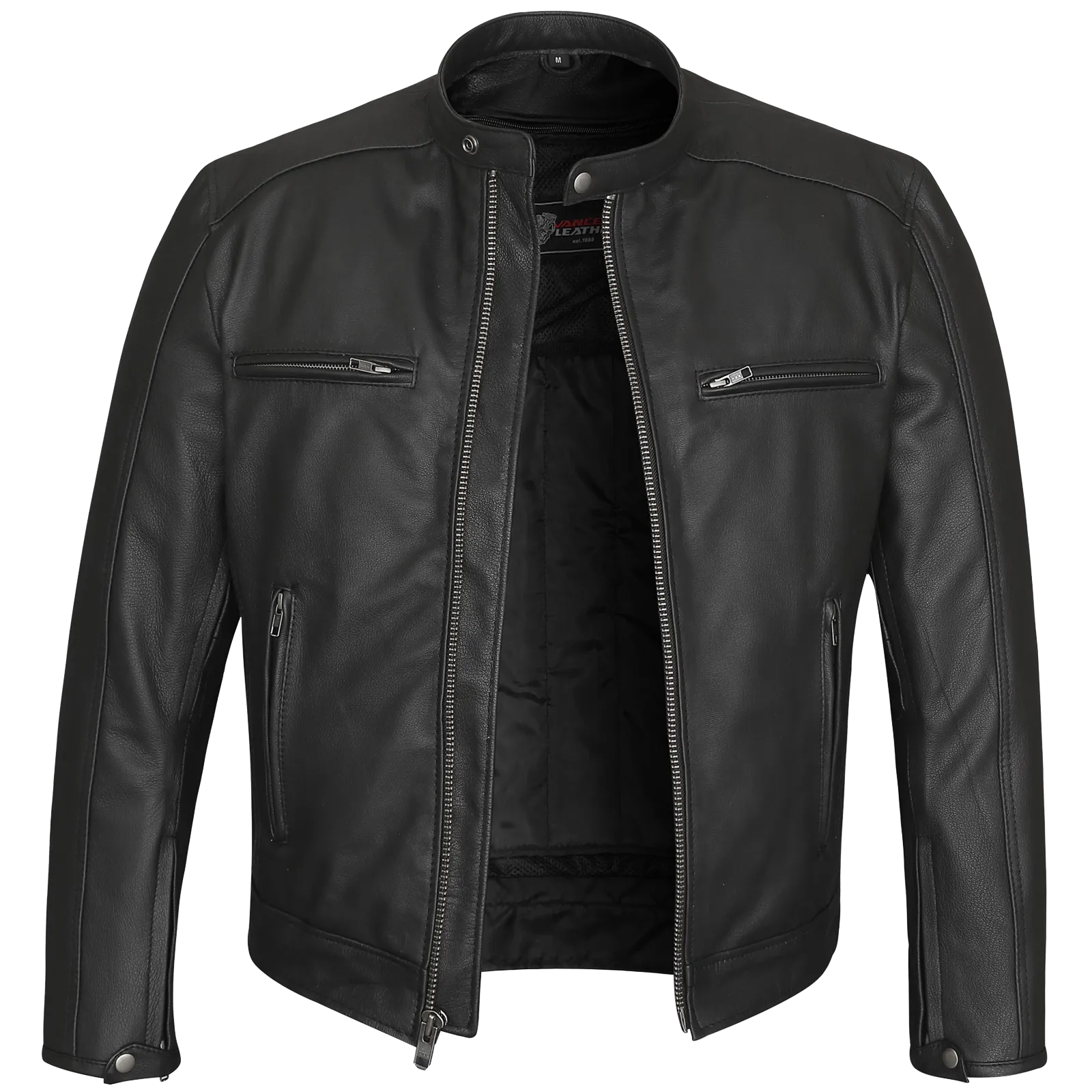 HMM543 High Mileage Plain Premium Men's Black Leather Jacket