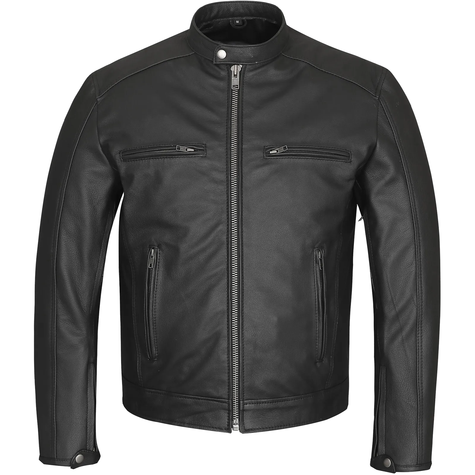 HMM543 High Mileage Plain Premium Men's Black Leather Jacket