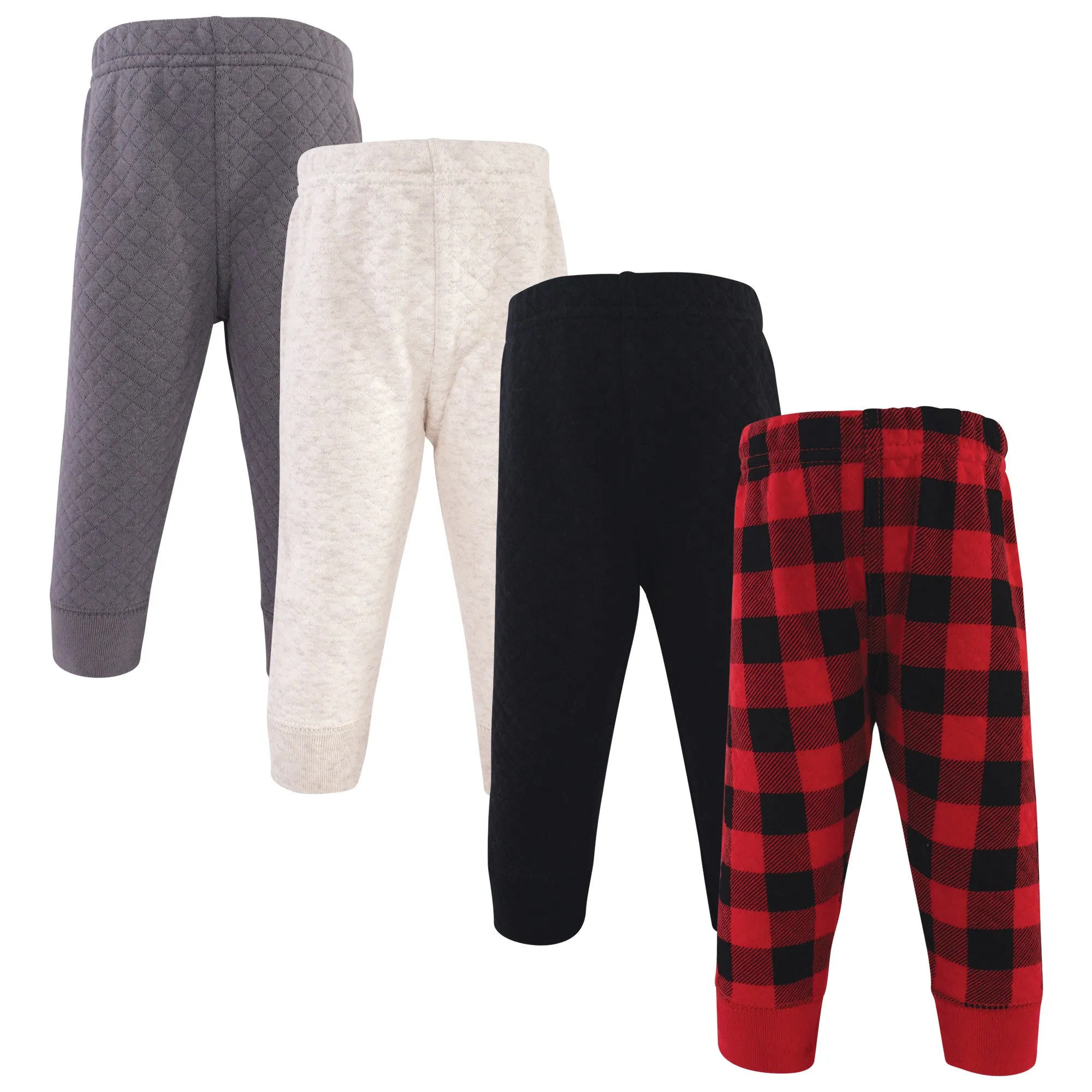 Hudson Baby Quilted Jogger Pants 4pk, Buffalo Plaid