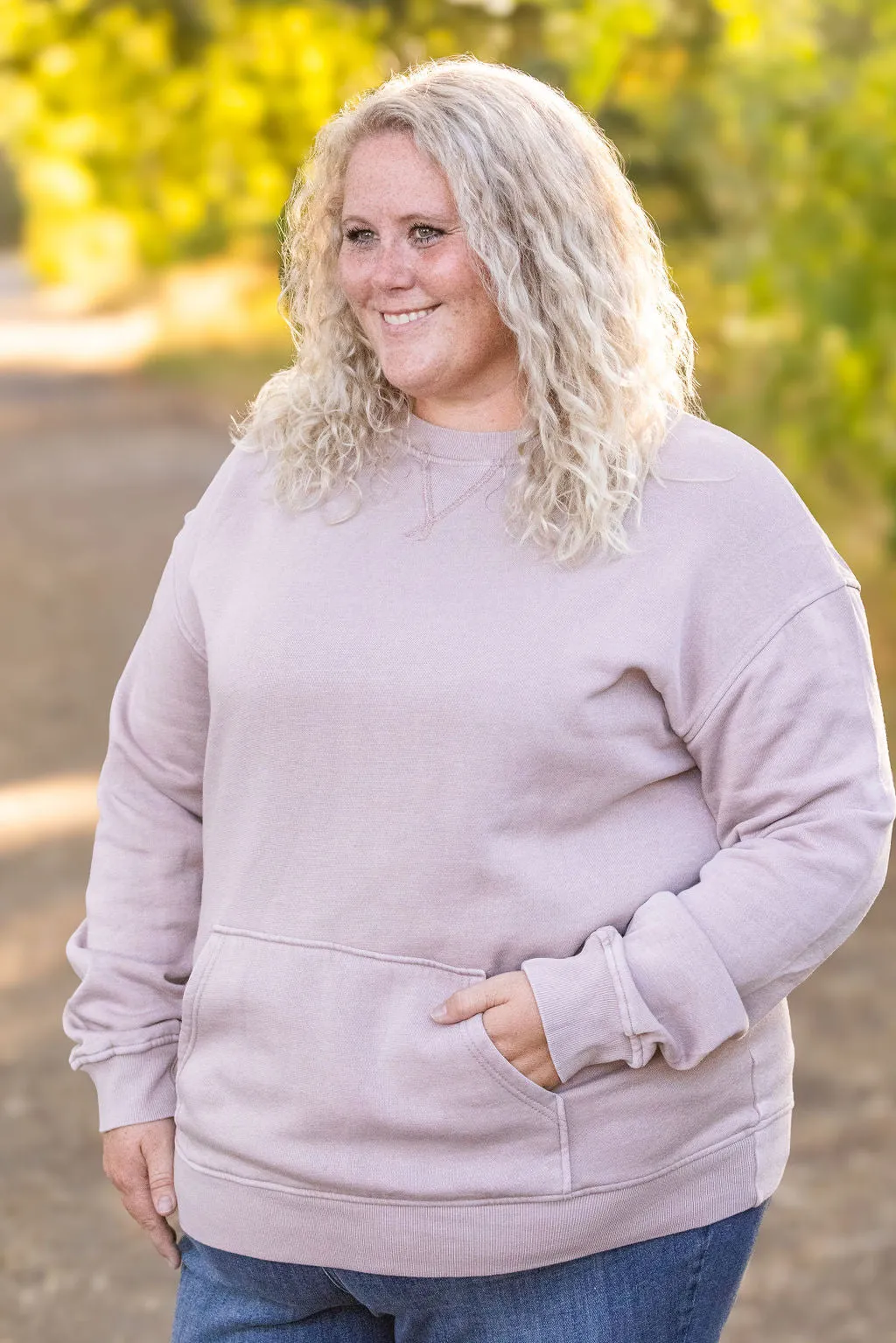 IN STOCK Vintage Wash Pocket Pullover - Blush Pebble