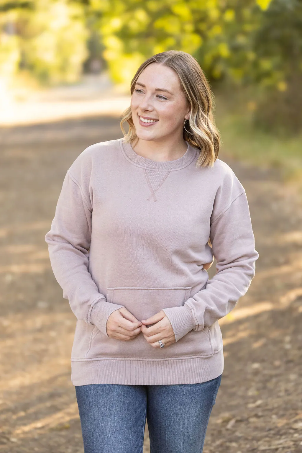 IN STOCK Vintage Wash Pocket Pullover - Blush Pebble