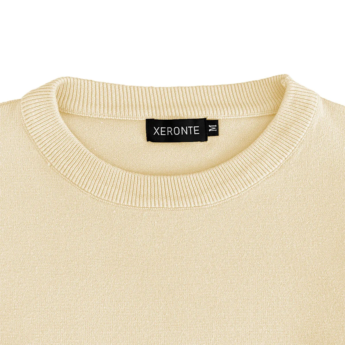 Ivory Cream Mens Knit Classic Crew Neck Sweater