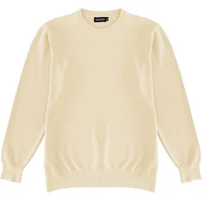 Ivory Cream Mens Knit Classic Crew Neck Sweater