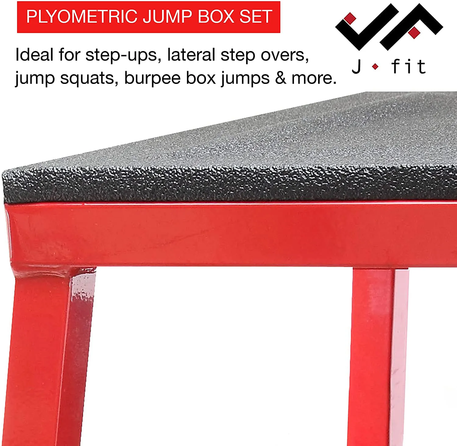 JFIT Plyometric Boxes - Single Height, Box Set and Adjustable Box Options - Plyometric Platform and Jumping Agility Box for Training, Crossfit, Conditioning, Strength Training