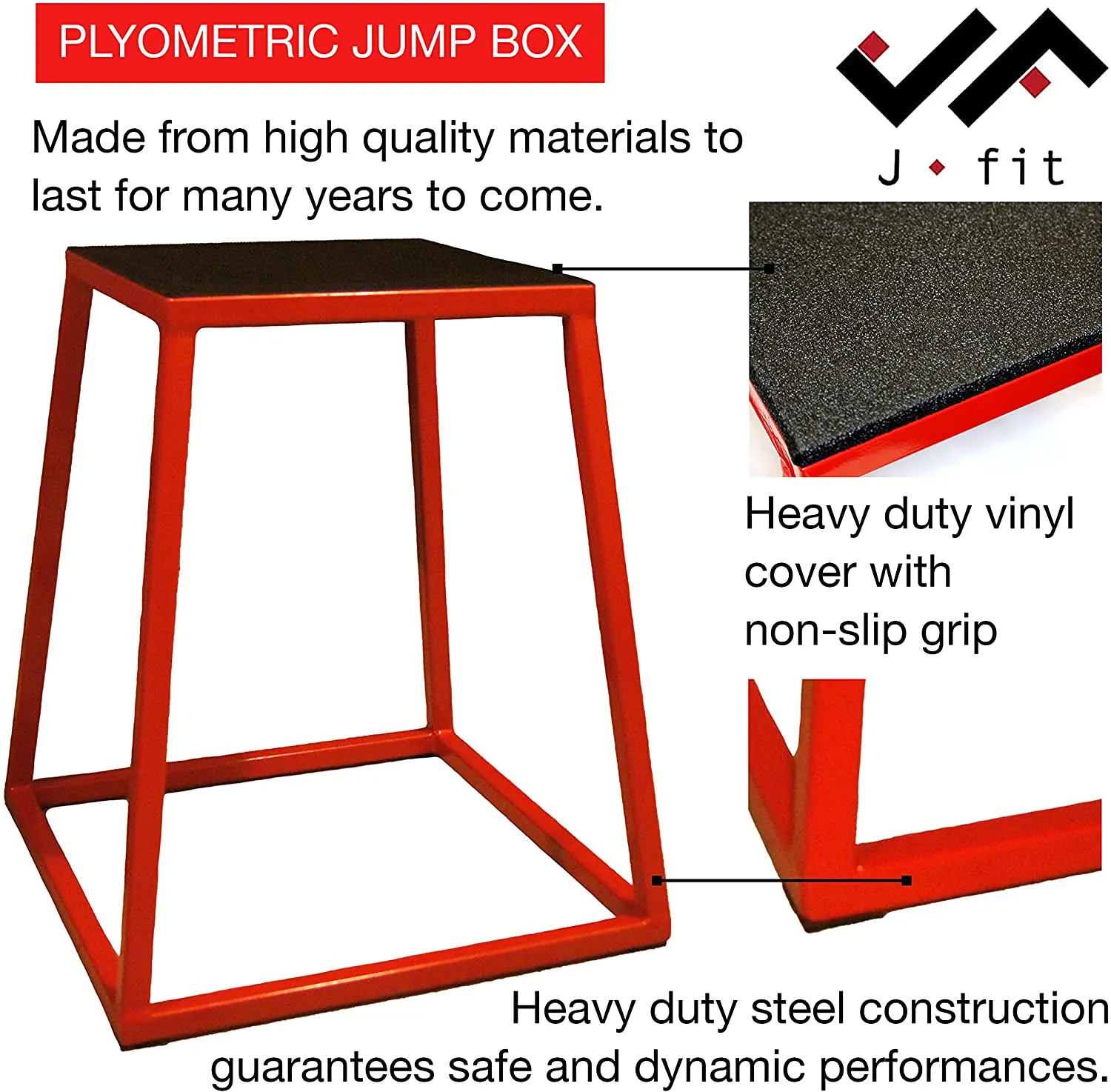 JFIT Plyometric Boxes - Single Height, Box Set and Adjustable Box Options - Plyometric Platform and Jumping Agility Box for Training, Crossfit, Conditioning, Strength Training