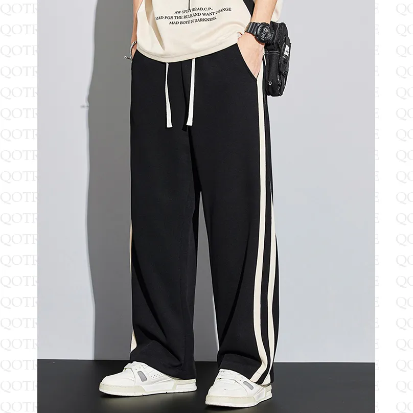 Knitted Street Style Straight-Leg Trendy Loose Fit Sweatpant