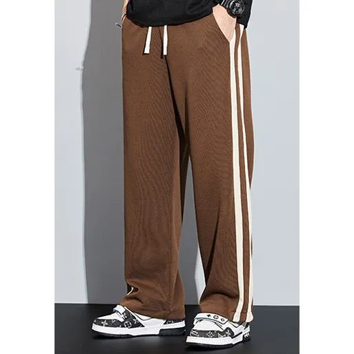 Knitted Street Style Straight-Leg Trendy Loose Fit Sweatpant