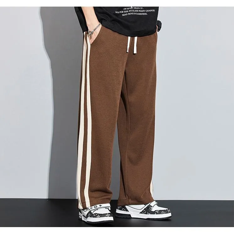 Knitted Street Style Straight-Leg Trendy Loose Fit Sweatpant