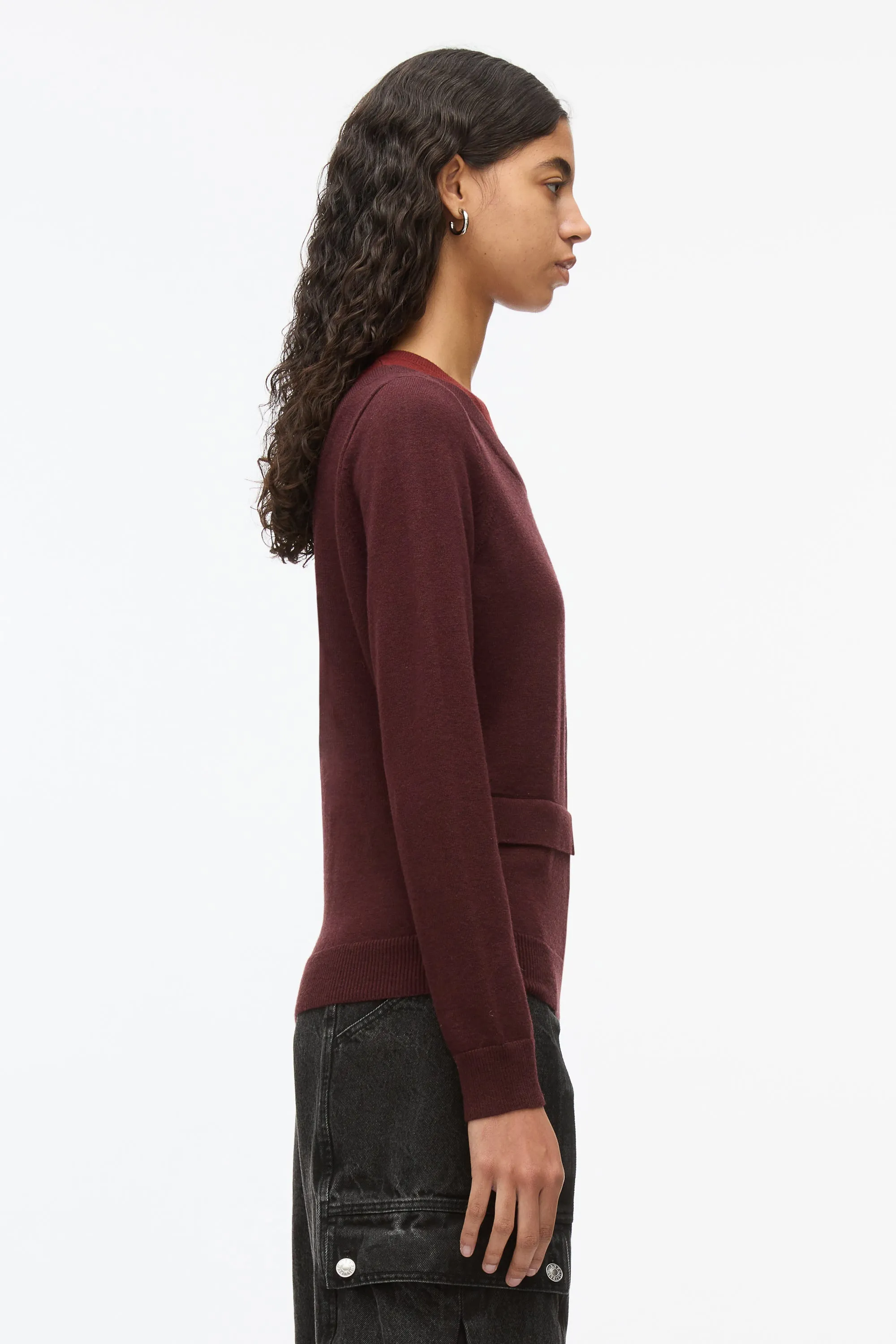 Layered Knit Pullover with Keyhole