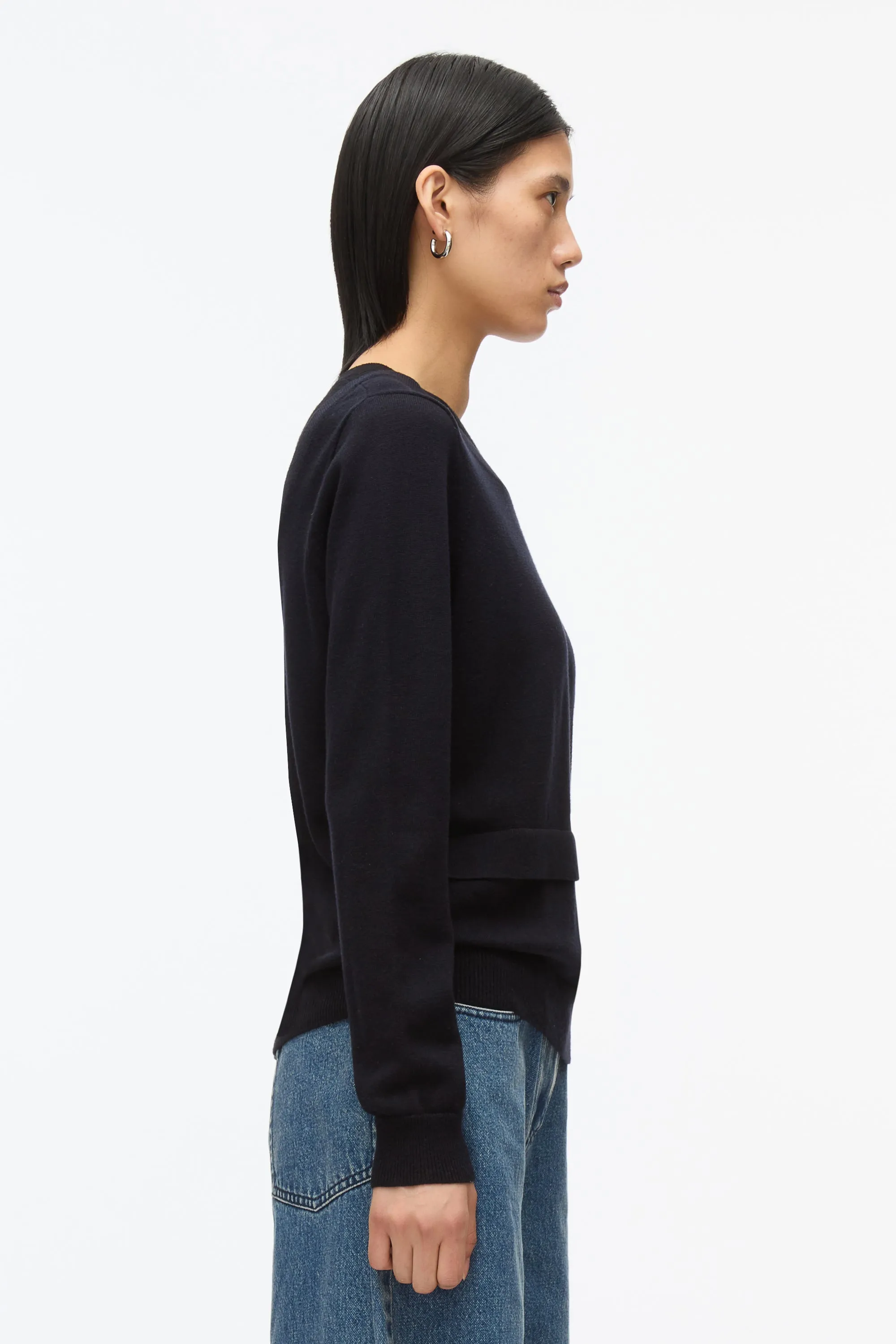 Layered Knit Pullover with Keyhole