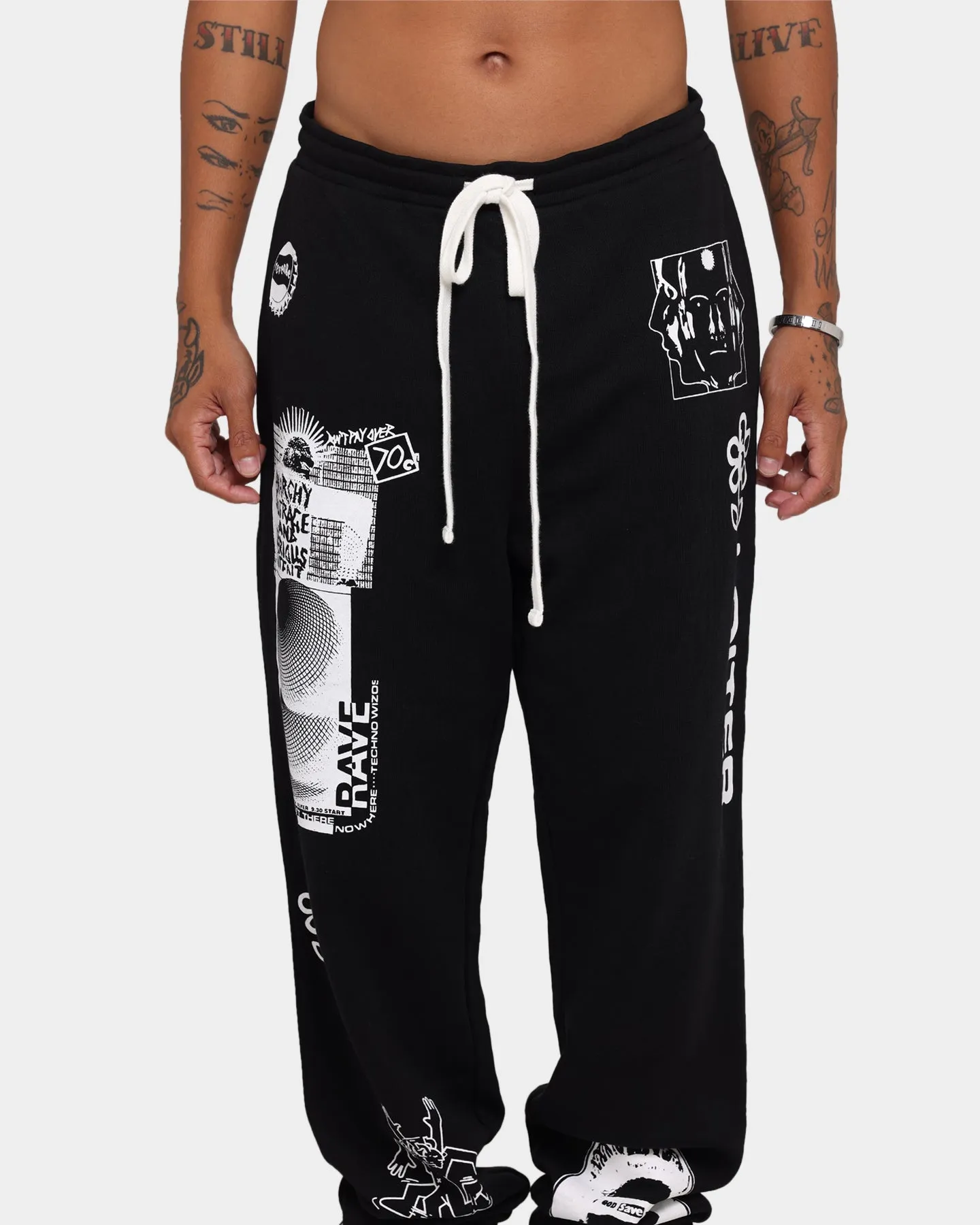 Loiter Rave Multi Logo Sweatpants Black