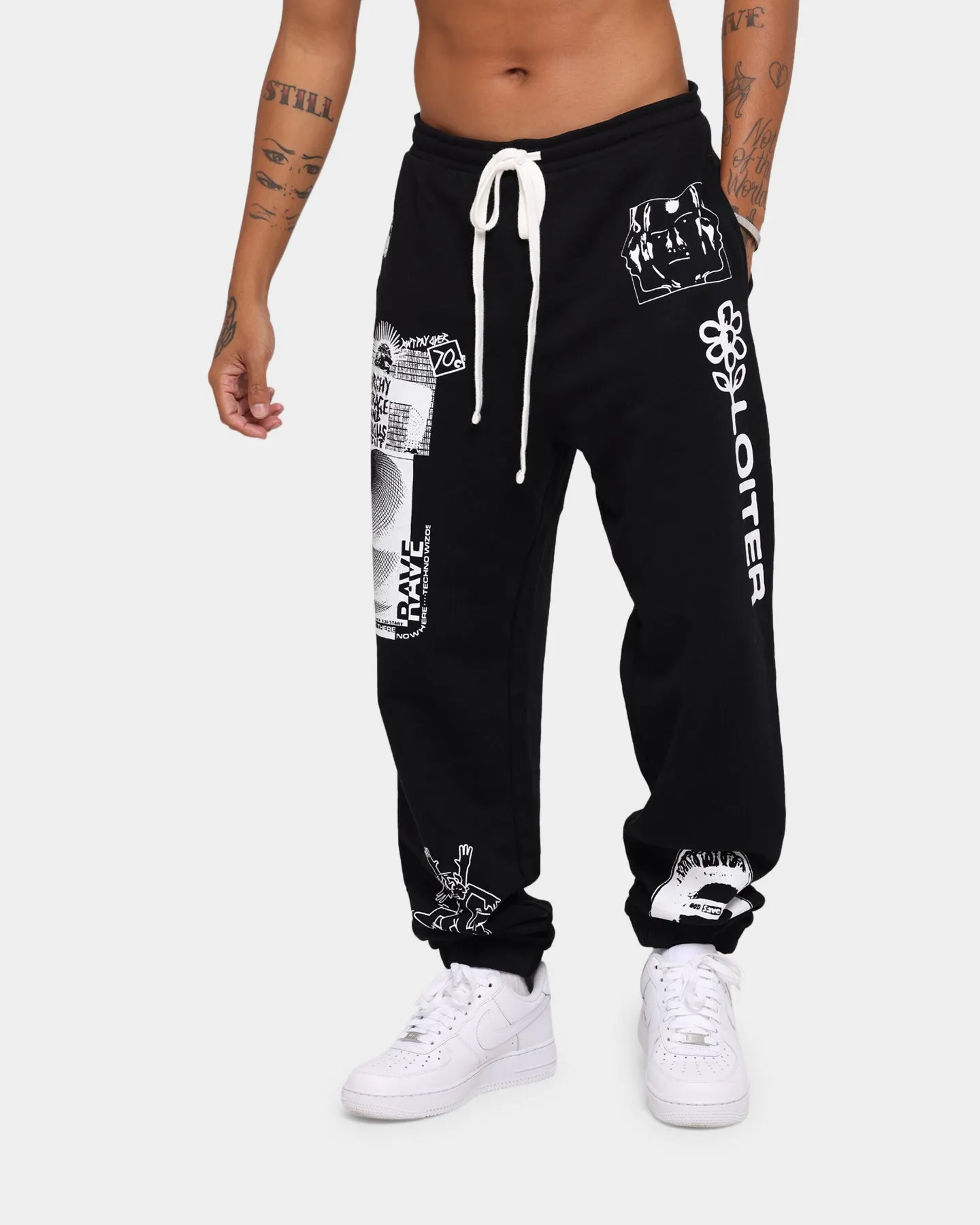 Loiter Rave Multi Logo Sweatpants Black