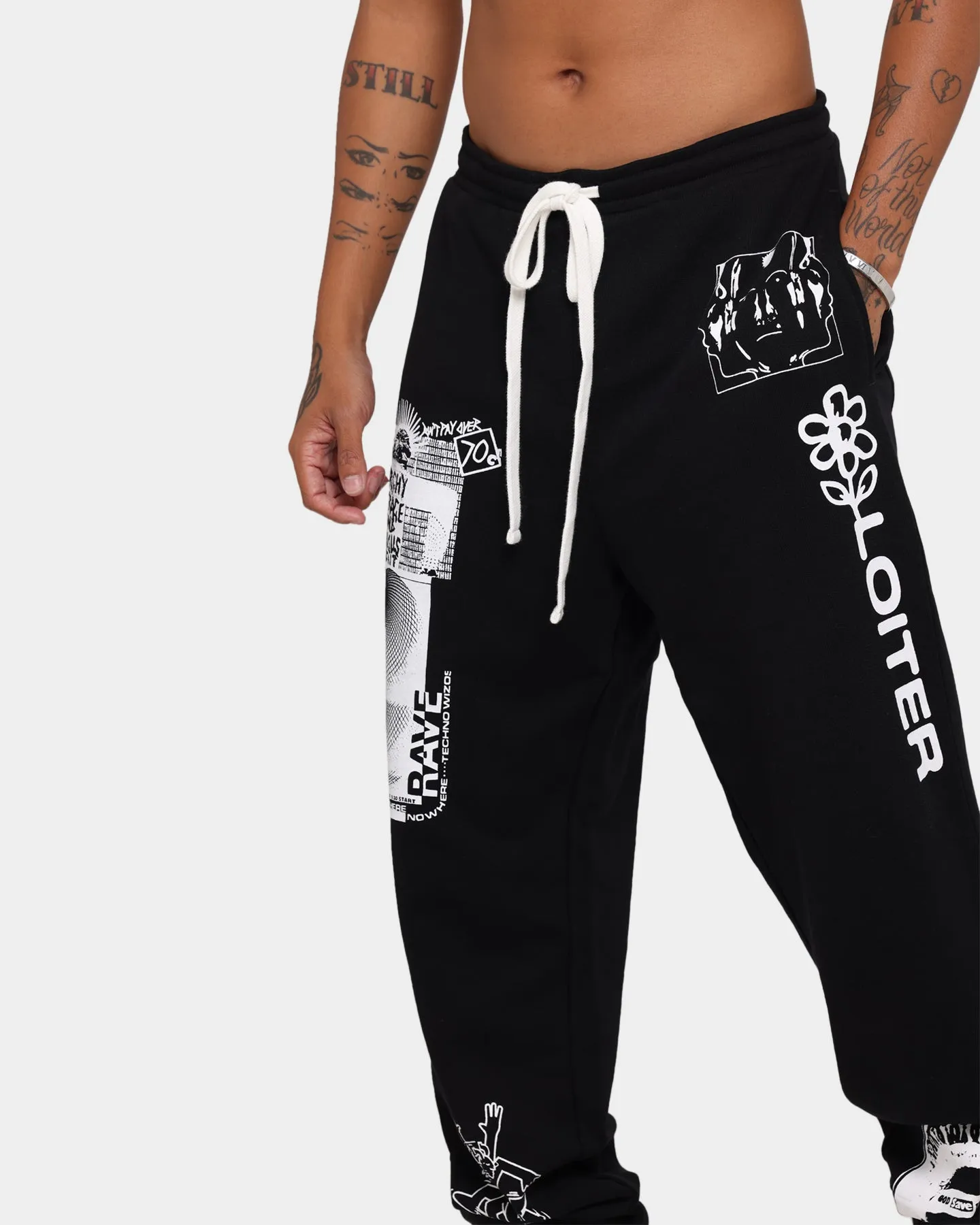 Loiter Rave Multi Logo Sweatpants Black