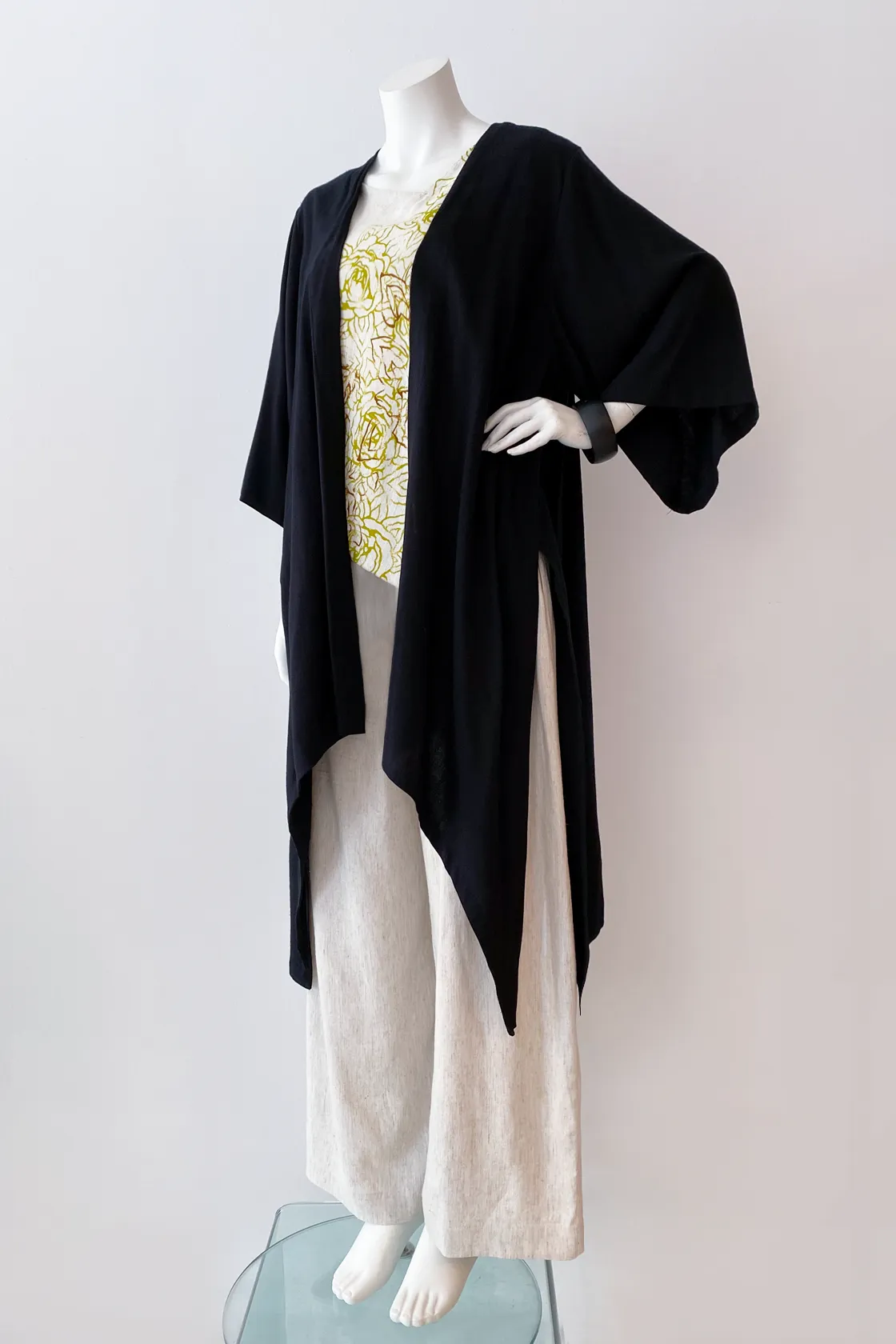 Long Kimono Jacket in Black Papyrus