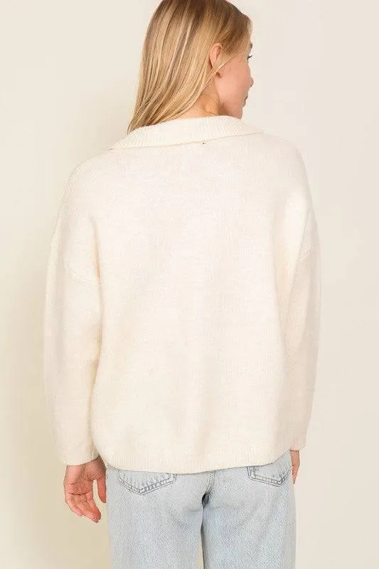 Lumiere front tie long sleeve sweater