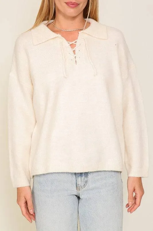 Lumiere front tie long sleeve sweater