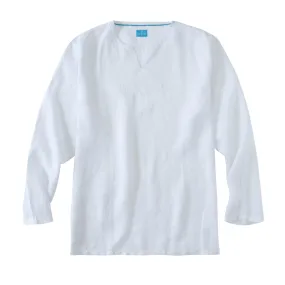 Men's 100% Linen V-Neck Pullover Shirt